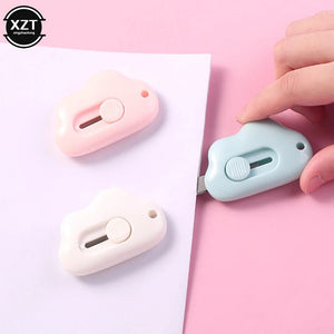 Planet Gates WHITE New 1PC Kawaii Stationery Mini Pocket Cloud Art Utility Knife Box Knife Paper Cutter Craft Wrapping Refillable Blade Office Tool