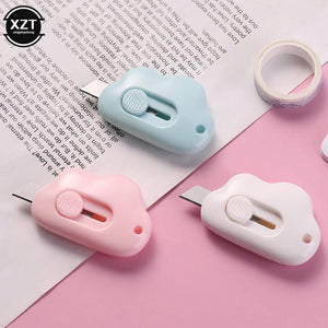 Planet Gates WHITE New 1PC Kawaii Stationery Mini Pocket Cloud Art Utility Knife Box Knife Paper Cutter Craft Wrapping Refillable Blade Office Tool