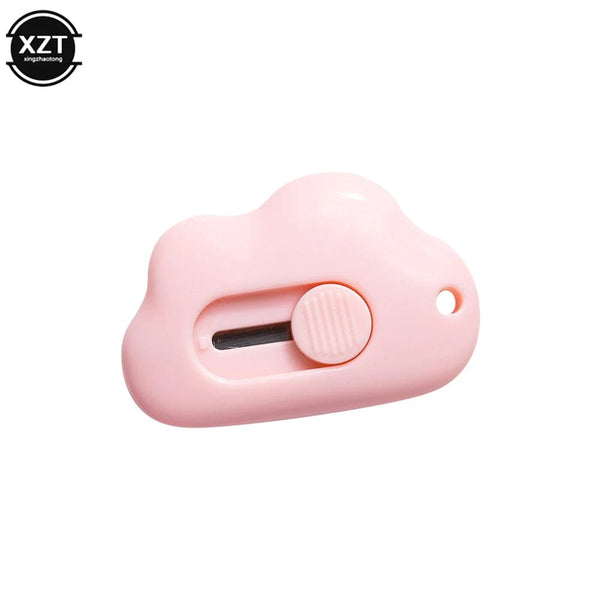 Planet Gates WHITE New 1PC Kawaii Stationery Mini Pocket Cloud Art Utility Knife Box Knife Paper Cutter Craft Wrapping Refillable Blade Office Tool