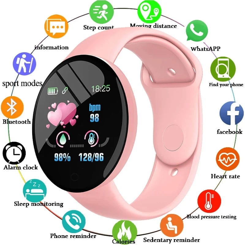 Planet Gates White New D18 Multifunctional Smart Watch Men Women Bluetooth Connected Phone Music Fitness Sports Bracelet Sleep Monitor Smartwatch