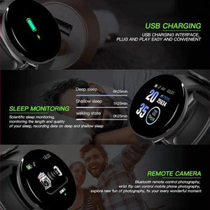 Planet Gates White New D18 Multifunctional Smart Watch Men Women Bluetooth Connected Phone Music Fitness Sports Bracelet Sleep Monitor Smartwatch
