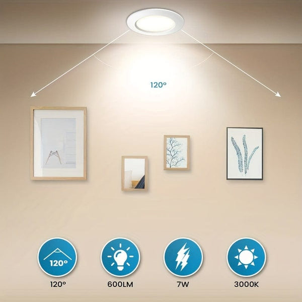 Planet Gates White (non-dimmable) 100mm LED Recessed Ceiling Light 6pcs In Box 3000 K Warm White Recessed Light 600 Lm Bathroom Corridor Ceiling Spotlights