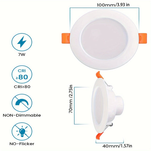 Planet Gates White (non-dimmable) 100mm LED Recessed Ceiling Light 6pcs In Box 3000 K Warm White Recessed Light 600 Lm Bathroom Corridor Ceiling Spotlights