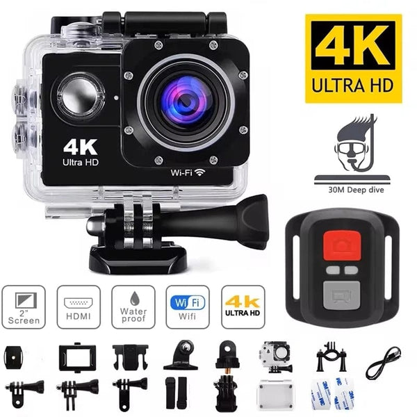 Planet Gates WHITE / only camer 4K Action Camera 1080P/30FPS WiFi 2.0" 170D Underwater Waterproof Helmet Video Recording Camera Sports Cameras Outdoor Mini Cam