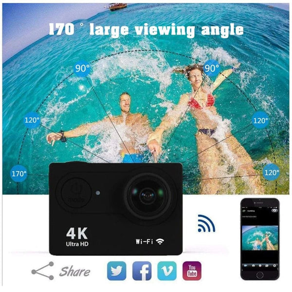Planet Gates WHITE / only camer 4K Action Camera 1080P/30FPS WiFi 2.0" 170D Underwater Waterproof Helmet Video Recording Camera Sports Cameras Outdoor Mini Cam