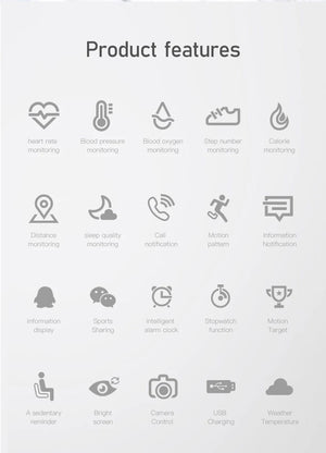 Planet Gates White Original Fitness Smart Watch Heart Rate Monitor Weather Clock Band Sport Waterproof Smartwatch for Men Women iPhone Android 2023