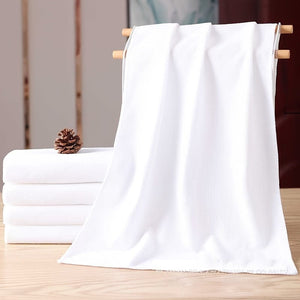 Planet Gates White Overlock Style 5pcs Cotton Hand Towel, Super Soft & Absorbent Face Towel, Quick-drying White Bathing Towel, For Bathroom Kitchen, Ideal Bathroom Supplies