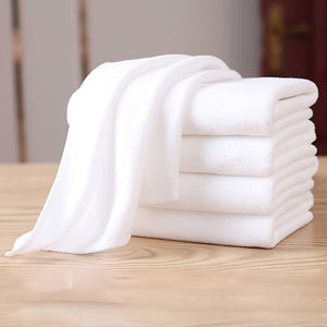 Planet Gates White Overlock Style 5pcs Cotton Hand Towel, Super Soft & Absorbent Face Towel, Quick-drying White Bathing Towel, For Bathroom Kitchen, Ideal Bathroom Supplies