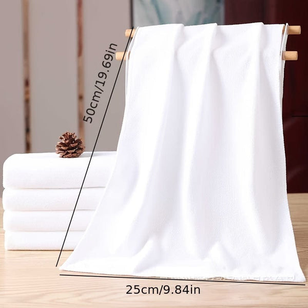 Planet Gates White Overlock Style 5pcs Cotton Hand Towel, Super Soft & Absorbent Face Towel, Quick-drying White Bathing Towel, For Bathroom Kitchen, Ideal Bathroom Supplies