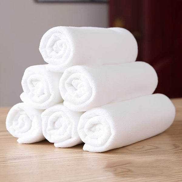 Planet Gates White Overlock Style 5pcs Cotton Hand Towel, Super Soft & Absorbent Face Towel, Quick-drying White Bathing Towel, For Bathroom Kitchen, Ideal Bathroom Supplies