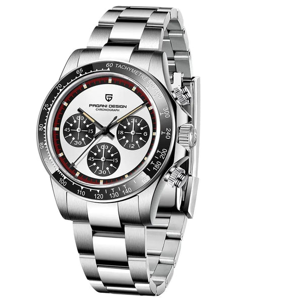 Planet Gates WHITE PAGANI DESIGN 2024 New Men Quartz Wristwatch Fashion Ceramic Bezel Chronograph Stopwatch Waterproof 100m Stainless Watch for Men