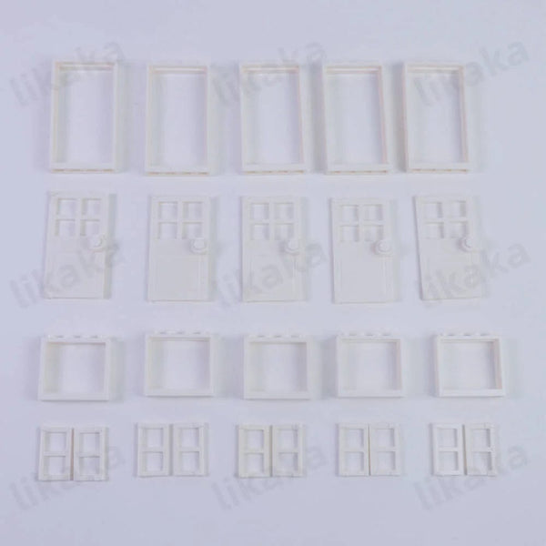 Planet Gates white parts MOC City Friends House Door Window Set Building Blocks Toys Compatible Classic Architecture Blocks Parts DIY Bricks Kids Toys