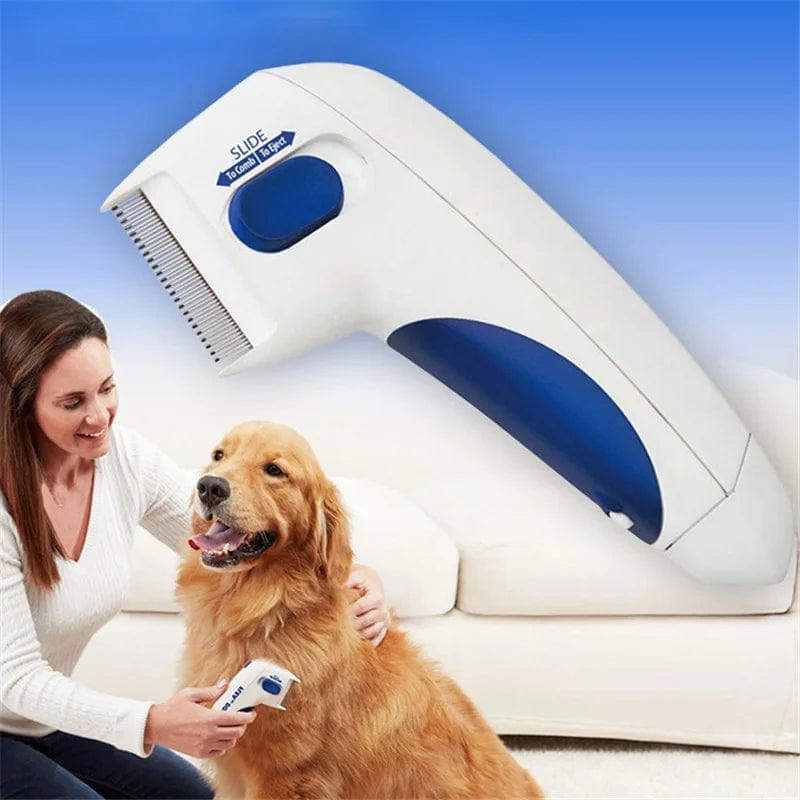 Planet Gates white Pet Cat Dog Electric Terminator Brush Anti Removal Kill Lice Cleaner Electric Head Pet Fleas Electronic Lice Comb for Dog