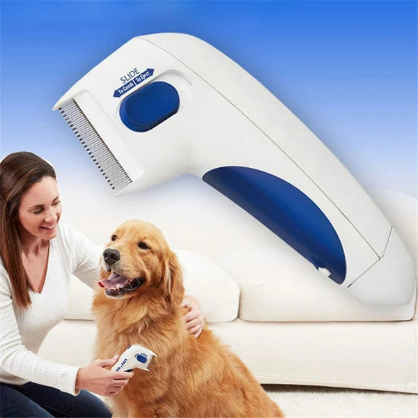 Planet Gates white Pet Cat Dog Electric Terminator Brush Anti Removal Kill Lice Cleaner Electric Head Pet Fleas Electronic Lice Comb for Dog
