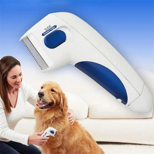 Planet Gates white Pet Cat Dog Electric Terminator Brush Anti Removal Kill Lice Cleaner Electric Head Pet Fleas Electronic Lice Comb for Dog