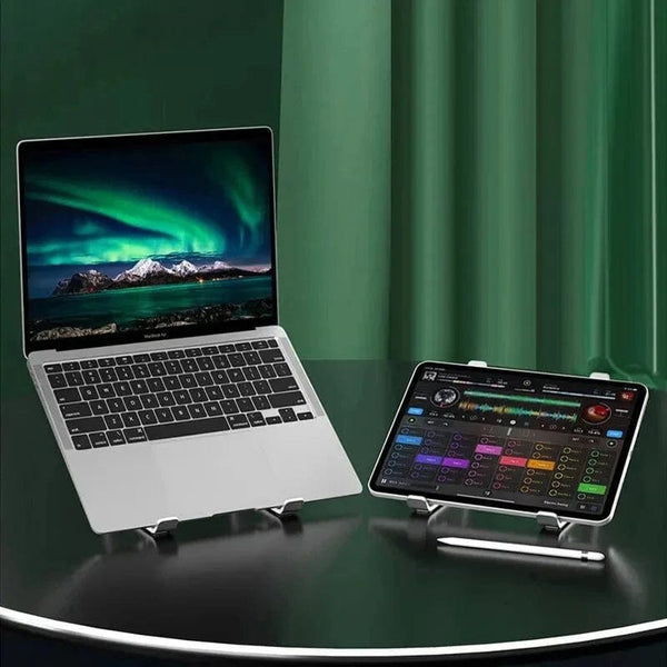 Planet Gates white Portable Laptop Stand Foldable ABS Notebook Stand Support Height Adjustable Laptop Riser Holder for Macbook Computer Accessories