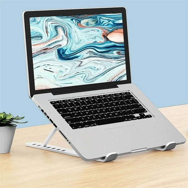 Planet Gates white Portable Laptop Stand Foldable ABS Notebook Stand Support Height Adjustable Laptop Riser Holder for Macbook Computer Accessories