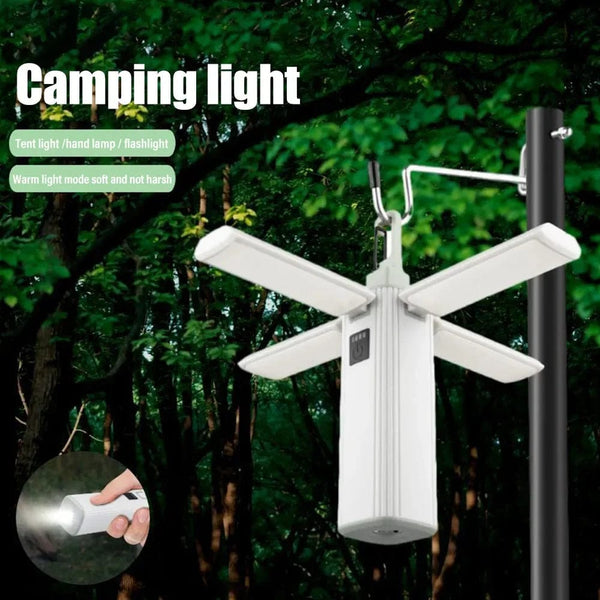 Planet Gates White Portable LED Camping Light Outdoor Multifunctional Tent Lamp USB Rechargeable Flashlight Folding Camping Lamp