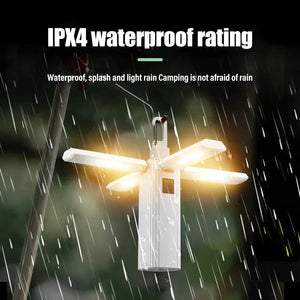 Planet Gates White Portable LED Camping Light Outdoor Multifunctional Tent Lamp USB Rechargeable Flashlight Folding Camping Lamp