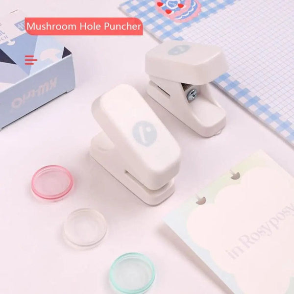 Planet Gates White Portable Mushroom Hole Puncher Loose-leaf Hole Puncher Students Gift Stationery Disc Ring Binding Cutter T-type Paper Puncher