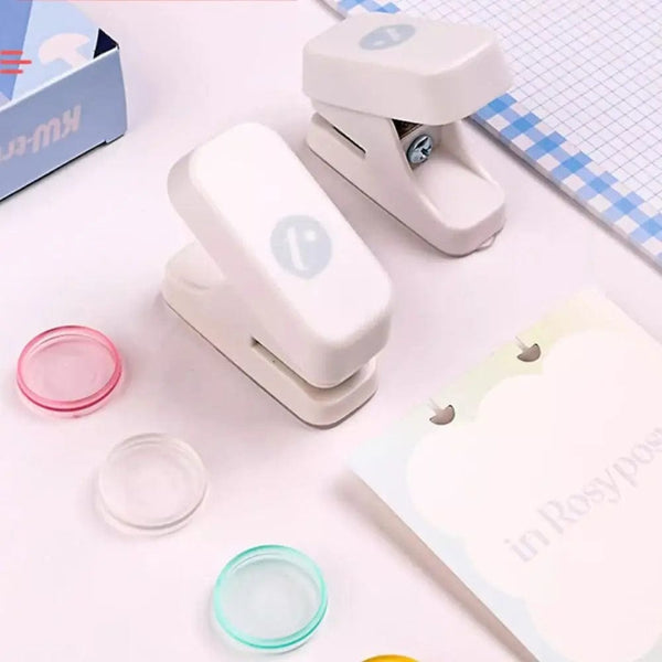 Planet Gates White Portable Mushroom Hole Puncher Loose-leaf Hole Puncher Students Gift Stationery Disc Ring Binding Cutter T-type Paper Puncher