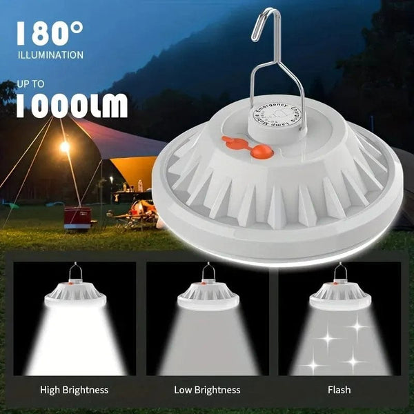 Planet Gates White Rechargeable LED Camping Light - High Lumen, Waterproof, 3 Lighting Modes - Ideal for Hiking and Outdoor Lighting