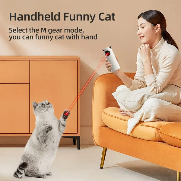 Planet Gates White ROJECO Automatic Cat Toys Interactive Smart Teasing Pet LED Laser Indoor Cat Toy Accessories Handheld Electronic Cat Toy For Dog