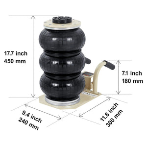 Planet Gates White / Russian Federation VEVOR Triple Bag Air Jack 3 Ton (6600 lbs) Capacity Portable Pneumatic Car Jacks Heavy Duty&Quick Lifting for Garage Car Repair