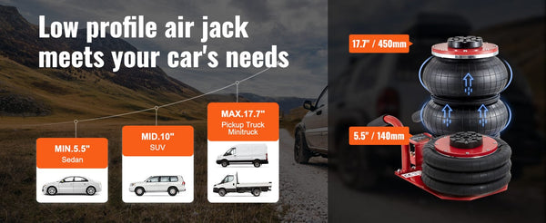 Planet Gates White / Russian Federation VEVOR Triple Bag Air Jack 3 Ton (6600 lbs) Capacity Portable Pneumatic Car Jacks Heavy Duty&Quick Lifting for Garage Car Repair