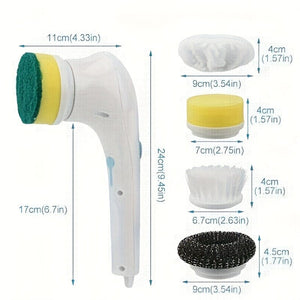 Planet Gates white Set, Electric Scrubber With 5 Replaceable Brush Heads, Portable Spin Scrubber, Cordless Handheld Cleaning Brush For Bathroom/Tub/Wall Tiles/ Floor/Kitchen