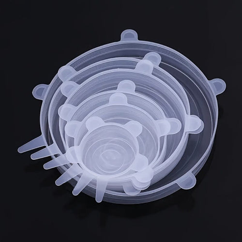 Planet Gates White Set Of 6 Multifunctional Silicone Stretch Lid, Universal Silicone Food Packaging Bowl And Pot Lid, Fresh Microwave Cover Stretch Silicone Lid, Kitchenware Accessories