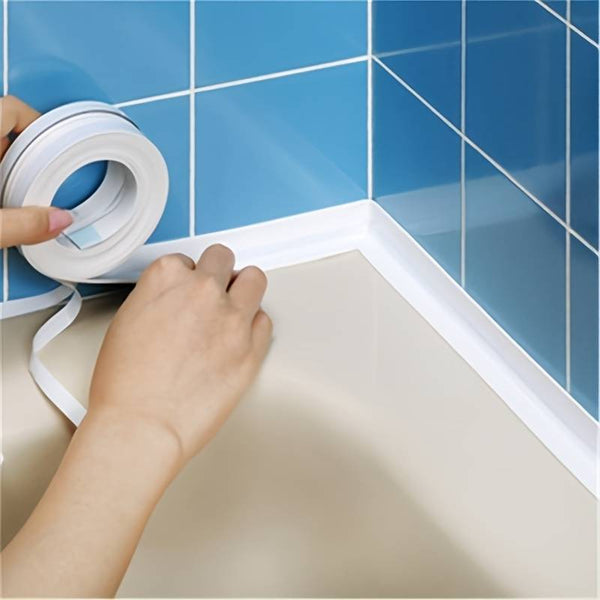Planet Gates White / Small 1 Roll, Waterproof Self-Adhesive Caulk Strip For Bathtub And Bathroom Sink Edges - Seals Gaps And Prevents Leaks
