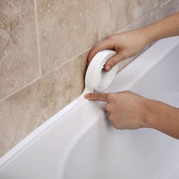 Planet Gates White / Small 1 Roll, Waterproof Self-Adhesive Caulk Strip For Bathtub And Bathroom Sink Edges - Seals Gaps And Prevents Leaks