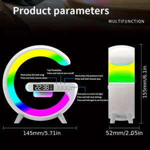 Planet Gates White Smart Charging Speaker With Integrated Music Sound Clock Alarm Clock Wireless Phone Charger Small Night Light Desktop Decoration, Bedside Atmosphere Night Light, Clock Display Function, Multi-Functional Button