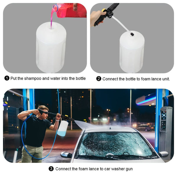 Planet Gates white Snow Foam Lance For Karcher K2 K3 K4 K5 K6 K7 Car Soap Foam Generator, 750ML Adjustable Sprayer Nozzle High Pressure Washers