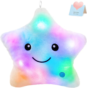 Planet Gates White-Star 34CM Creative Toy Luminous Pillow Soft Stuffed Plush Glowing Colorful Stars Cushion Led Light Toys Gift For Kids Children Girls