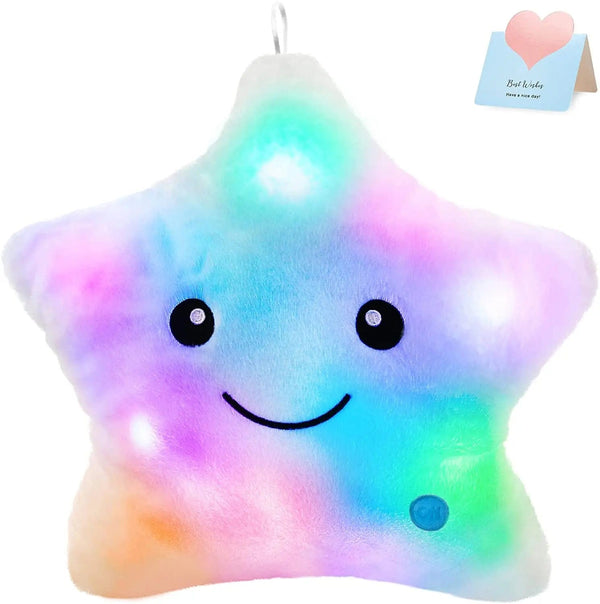 Planet Gates White-Star 34CM Creative Toy Luminous Pillow Soft Stuffed Plush Glowing Colorful Stars Cushion Led Light Toys Gift For Kids Children Girls
