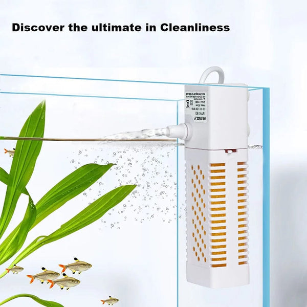 Planet Gates WHITE Submersible Aquarium Internal Filter With Built-in Circulating Pump Fish Tank Filters Silent USB Filter For Fish Tank