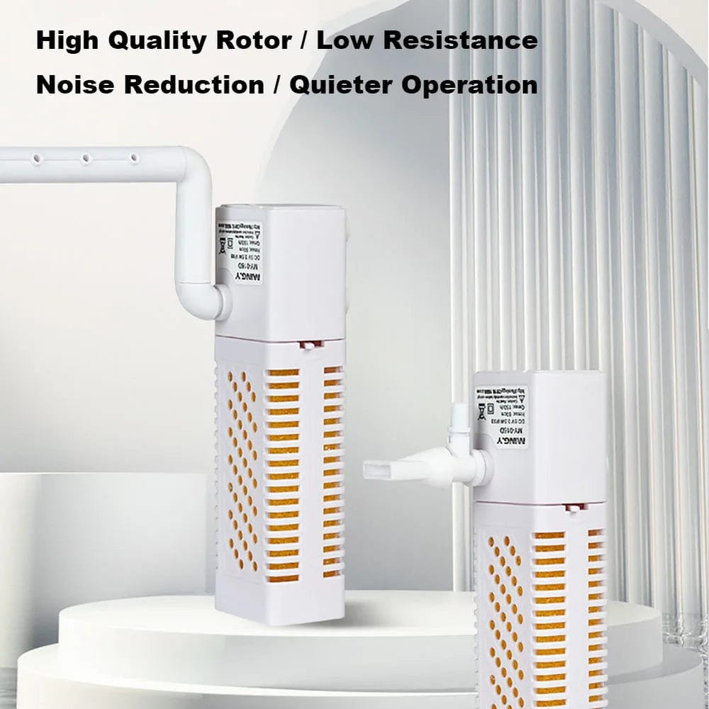 Planet Gates WHITE Submersible Aquarium Internal Filter With Built-in Circulating Pump Fish Tank Filters Silent USB Filter For Fish Tank