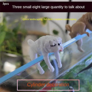Planet Gates White Tongue Dog / CHINA Mini Cartoon Dog Ornament Resin Figurine DIY Crafts Statue For Fish Tank Fishbowl Aquarium Accessories Home Decoration
