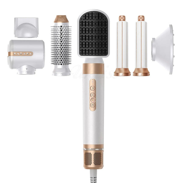 Planet Gates White / us / CHINA Professional Hair Dryer 7 In 1 High Speed Hair Dryer Hair Straightener Electric Curler Multifunctional Styling Tool Set