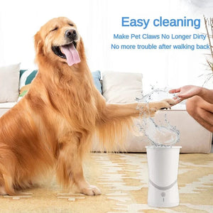 Planet Gates White USB Pet Fully Automatic Foot Washing Cup for Dogs and Cats Paws Convenient Cleaning and Beauty Device for Golden Retriever Teddy