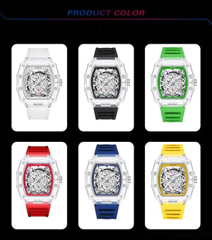 Planet Gates white UTHAI BK134 Personalized Transparent Hollow Barrel Quartz Watch Casual Fashion Sports Waterproof Calendar Men's Watch