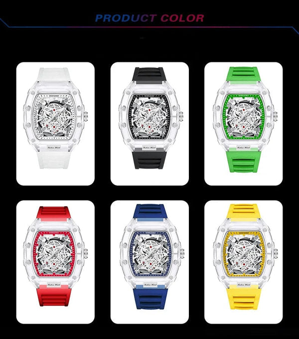 Planet Gates white UTHAI BK134 Personalized Transparent Hollow Barrel Quartz Watch Casual Fashion Sports Waterproof Calendar Men's Watch