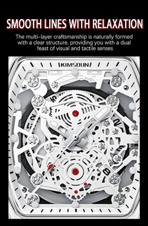 Planet Gates white UTHAI BK134 Personalized Transparent Hollow Barrel Quartz Watch Casual Fashion Sports Waterproof Calendar Men's Watch