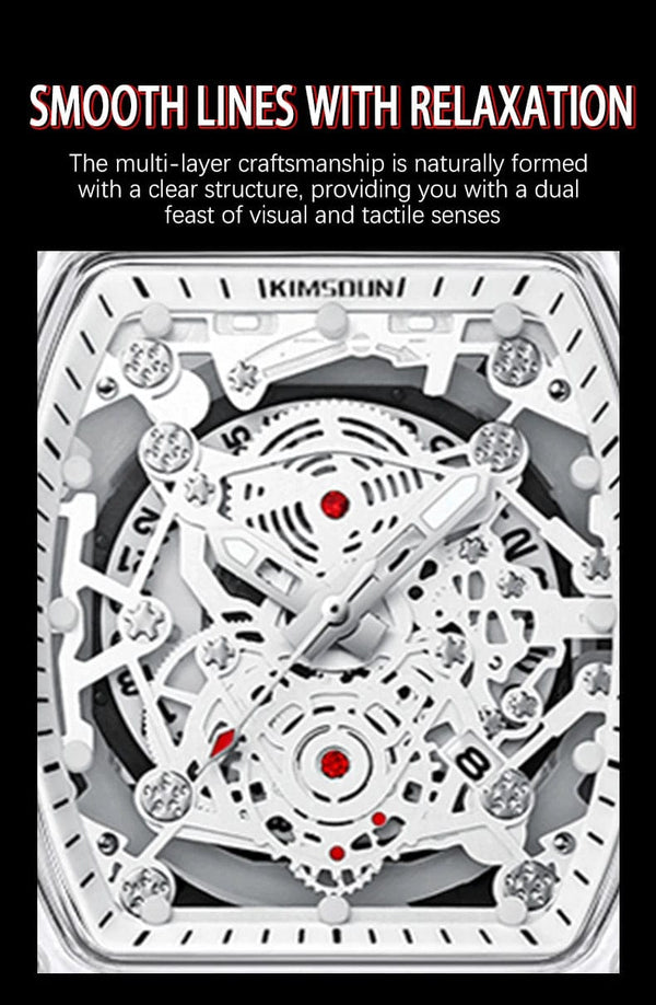 Planet Gates white UTHAI BK134 Personalized Transparent Hollow Barrel Quartz Watch Casual Fashion Sports Waterproof Calendar Men's Watch