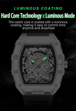 Planet Gates white UTHAI BK134 Personalized Transparent Hollow Barrel Quartz Watch Casual Fashion Sports Waterproof Calendar Men's Watch