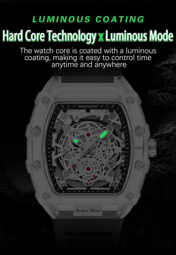 Planet Gates white UTHAI BK134 Personalized Transparent Hollow Barrel Quartz Watch Casual Fashion Sports Waterproof Calendar Men's Watch