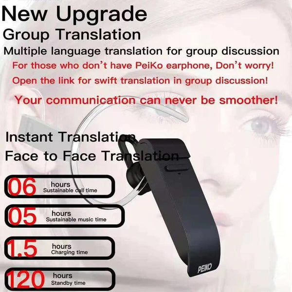 Planet Gates WHITE Voice translator Peiko 25 Languages Intelligent Wireless Bluetooth Translated Earphone Business car handsfree Headset earpuds