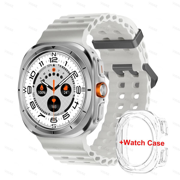 Planet Gates WHITE Vwar Watch 7 Ultra 47mm Smart Watch IP68 Waterproof Bluetooth Call Compass Smartwatch for Men Women 1.43" AMOLED Screen SpO2